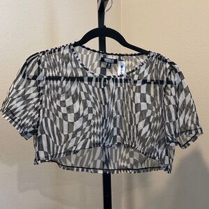 POSTER GIRL Black and White Sheer Blouse